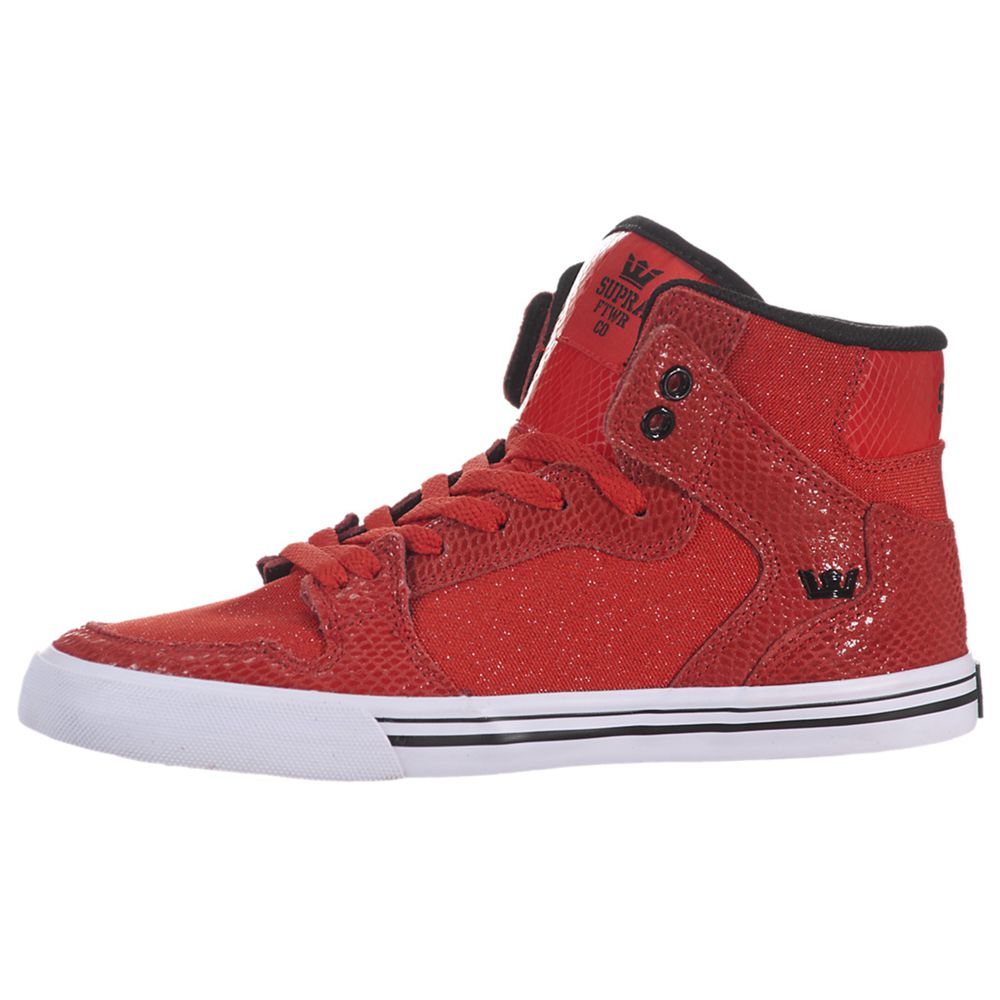 Baskets Montantes Supra Vaider Rouge Red/Black-White Femme | UIC-82413261